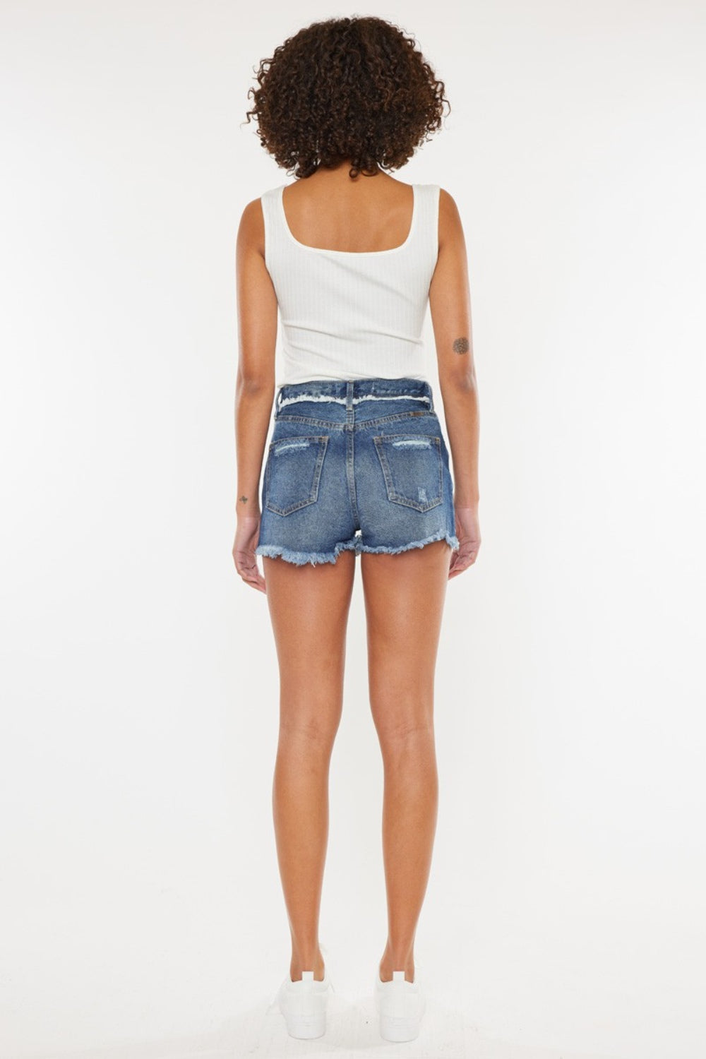 Kancan - Distressed Button Fly Denim Shorts