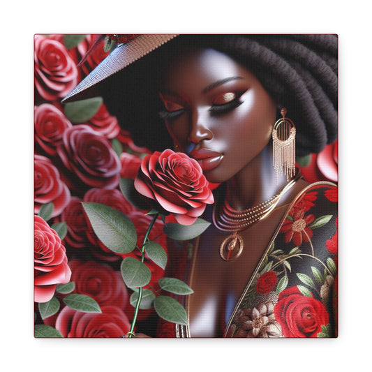 Floral Elegance Rose Fashionista - Stretched Matte Canvas Wall Art - 10×10