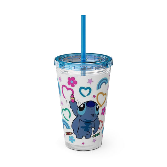 Kids Stitch Sunsplash Tumbler with Straw, 16oz