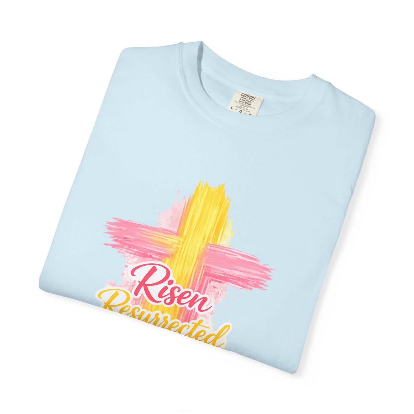 Easter Cross “Risen Resurrected Revived” Graphic Tee (Comfort Colors) - Size: S-4XL