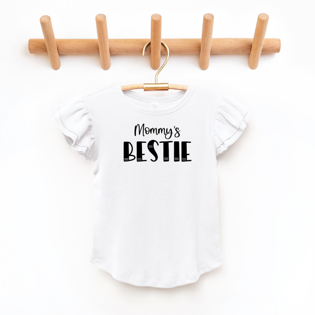 "Mommy's Bestie" - Toddler And Infant Flutter Sleeve Tee/Bodysuit