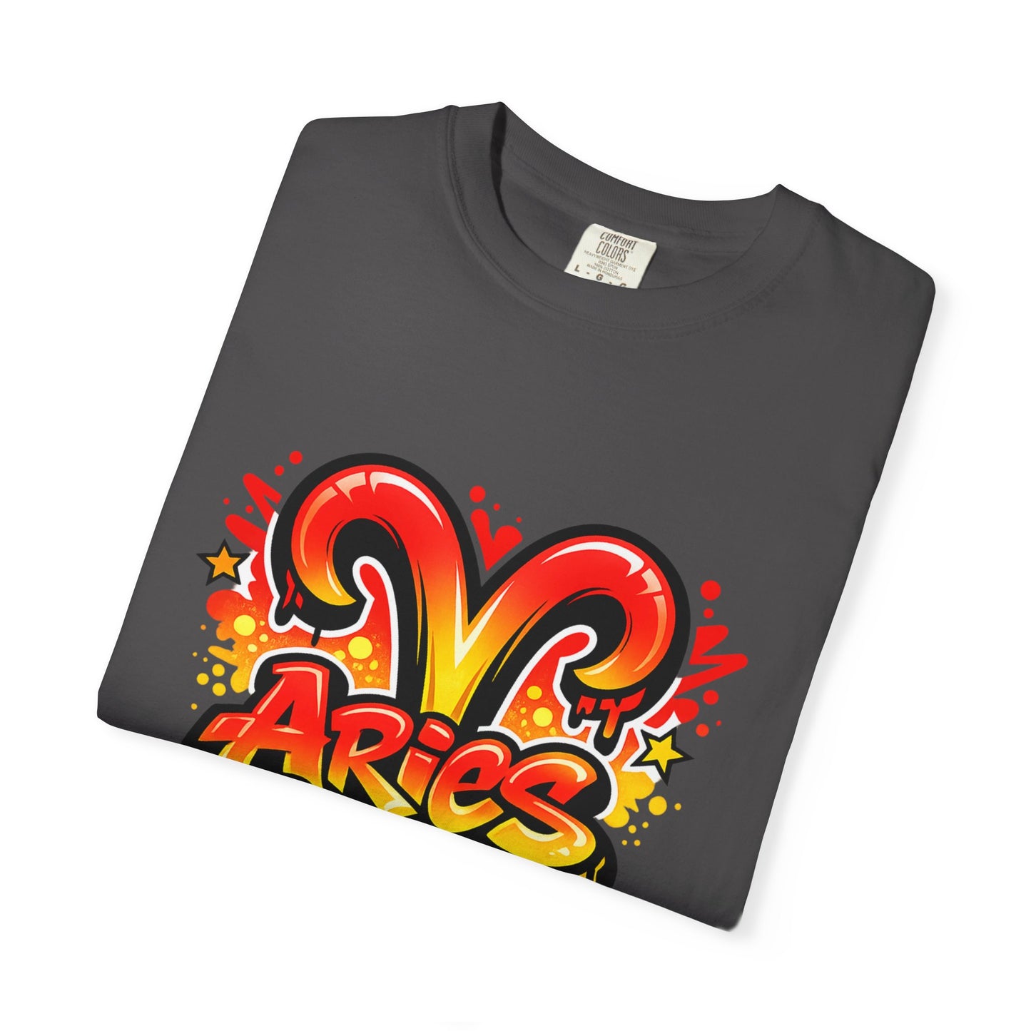Aries Season Graphic Tee (Comfort Colors)- Bold Zodiac Astrology T-Shirt, Red & Yellow Aries Ram Design, Trendy Horoscope Shirt, Fire Sign Fashion - Size: S-4XL