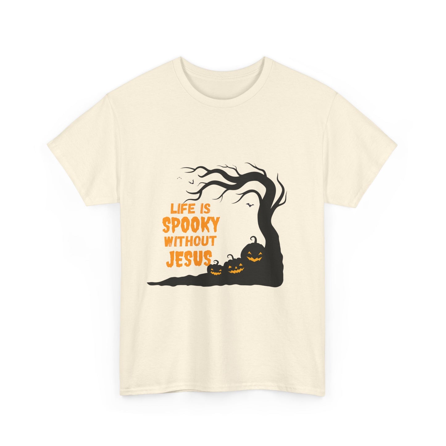 Life Is Spooky Without Jesus - Gildan Unisex Heavy Cotton Graphic Tee - Halloween Collection