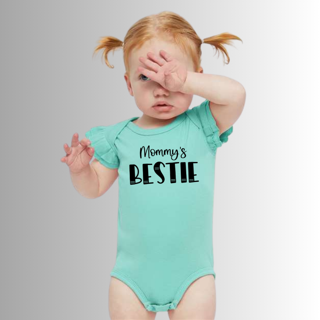 "Mommy's Bestie" - Toddler And Infant Flutter Sleeve Tee/Bodysuit