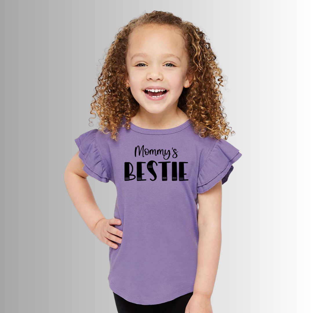 "Mommy's Bestie" - Toddler And Infant Flutter Sleeve Tee/Bodysuit