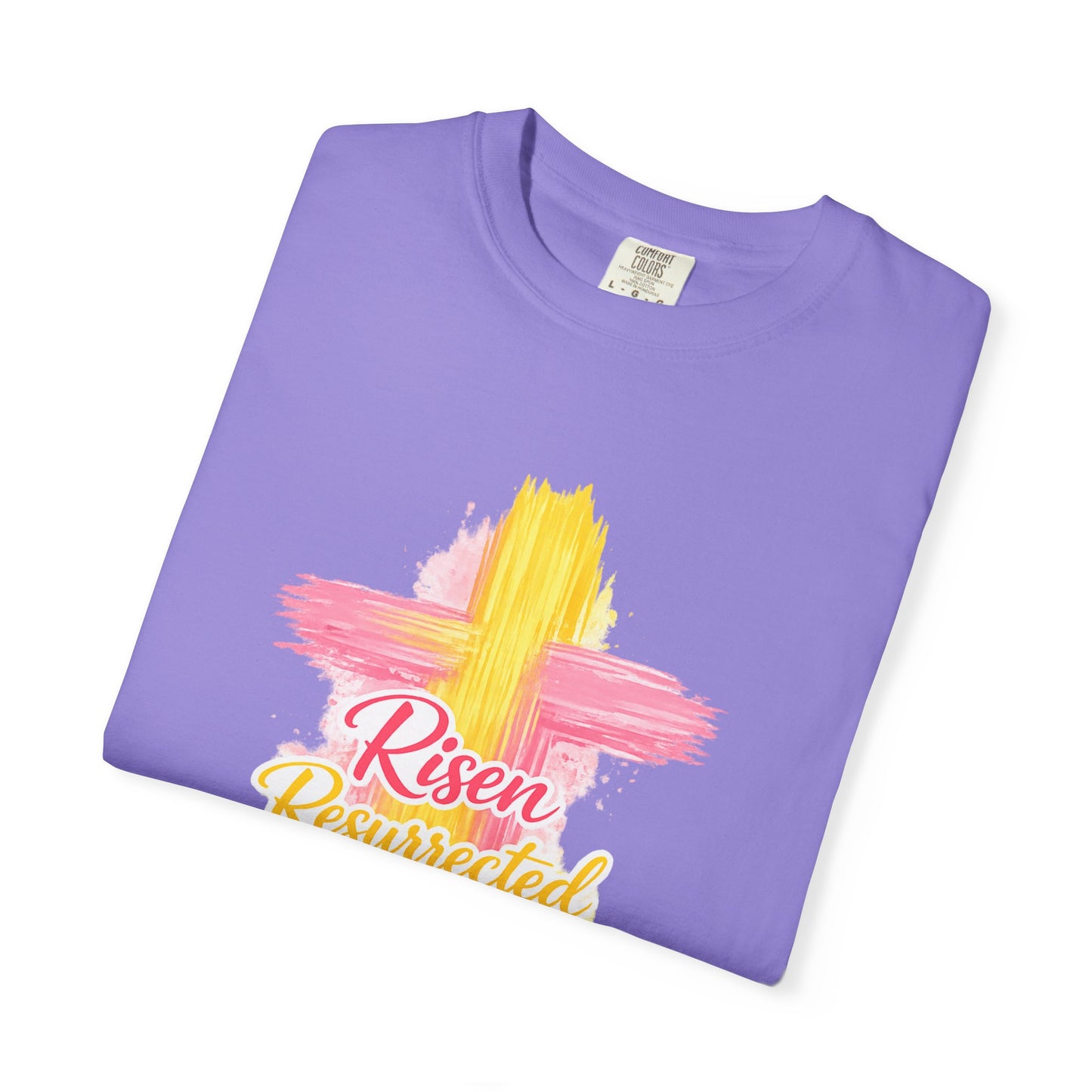 Easter Cross “Risen Resurrected Revived” Graphic Tee (Comfort Colors) - Size: S-4XL