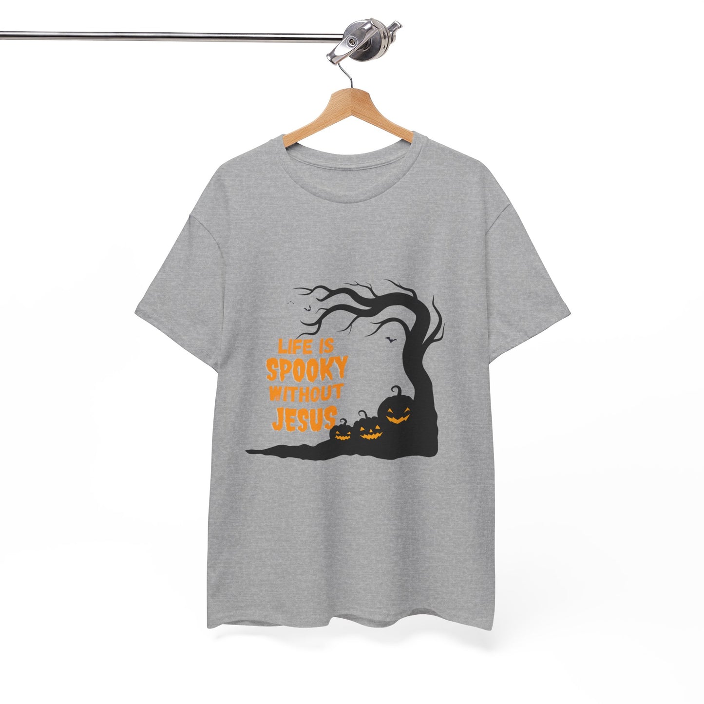 Life Is Spooky Without Jesus - Gildan Unisex Heavy Cotton Graphic Tee - Halloween Collection