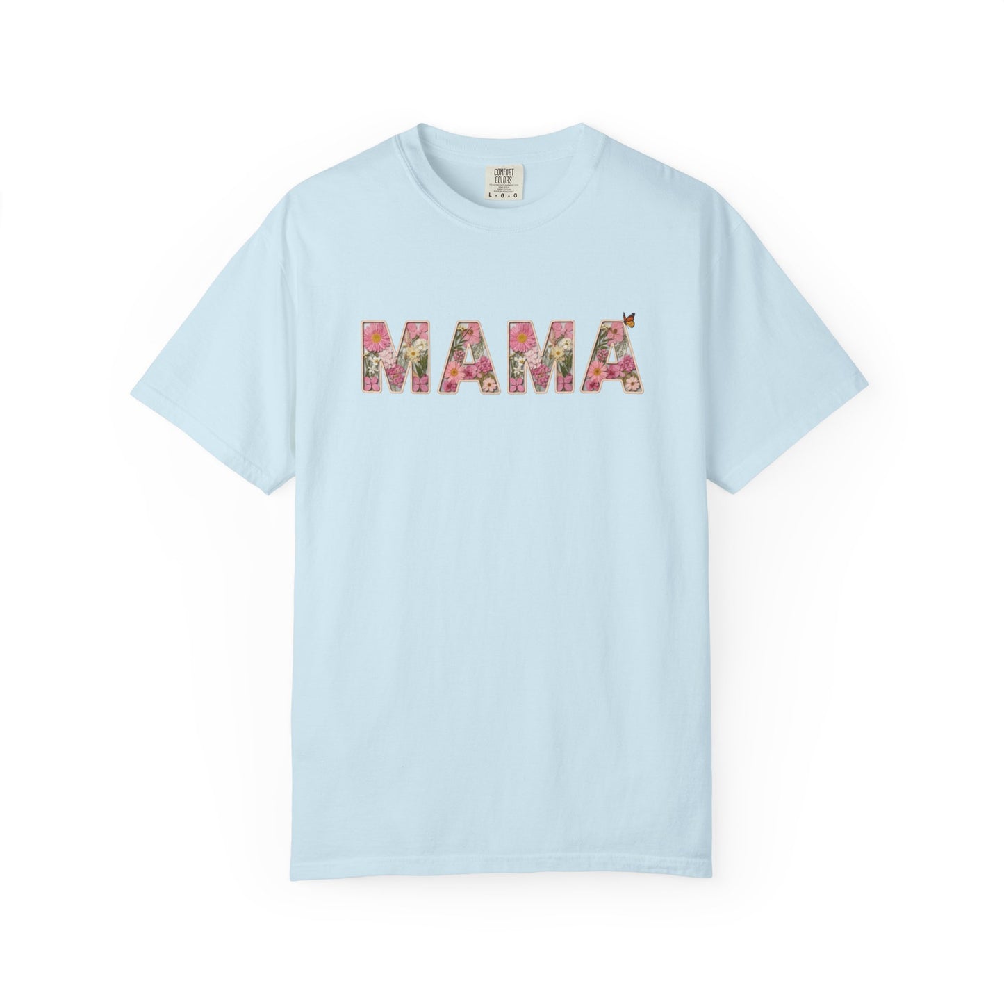 Spring Floral "MAMA" Graphic Tee (Comfort Colors) - Size: S-4XL - Cute Matching Mommy & Me Shirt, Pink Flower Lettering Mom Top, Gift for Moms