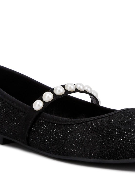 London Rag - Sassie Pearl Embellished Ballerina Flats