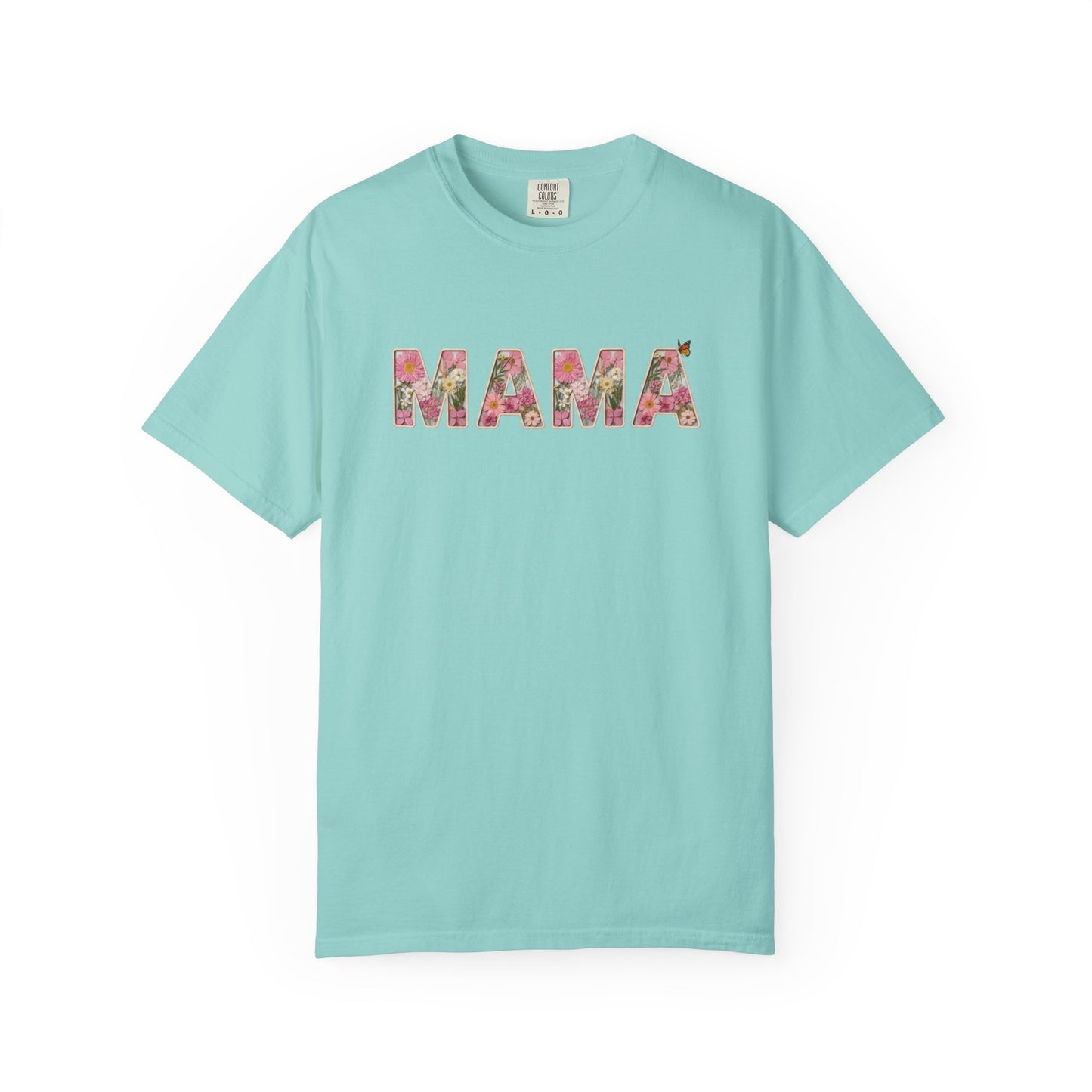 Spring Floral "MAMA" Graphic Tee (Comfort Colors) - Size: S-4XL - Cute Matching Mommy & Me Shirt, Pink Flower Lettering Mom Top, Gift for Moms