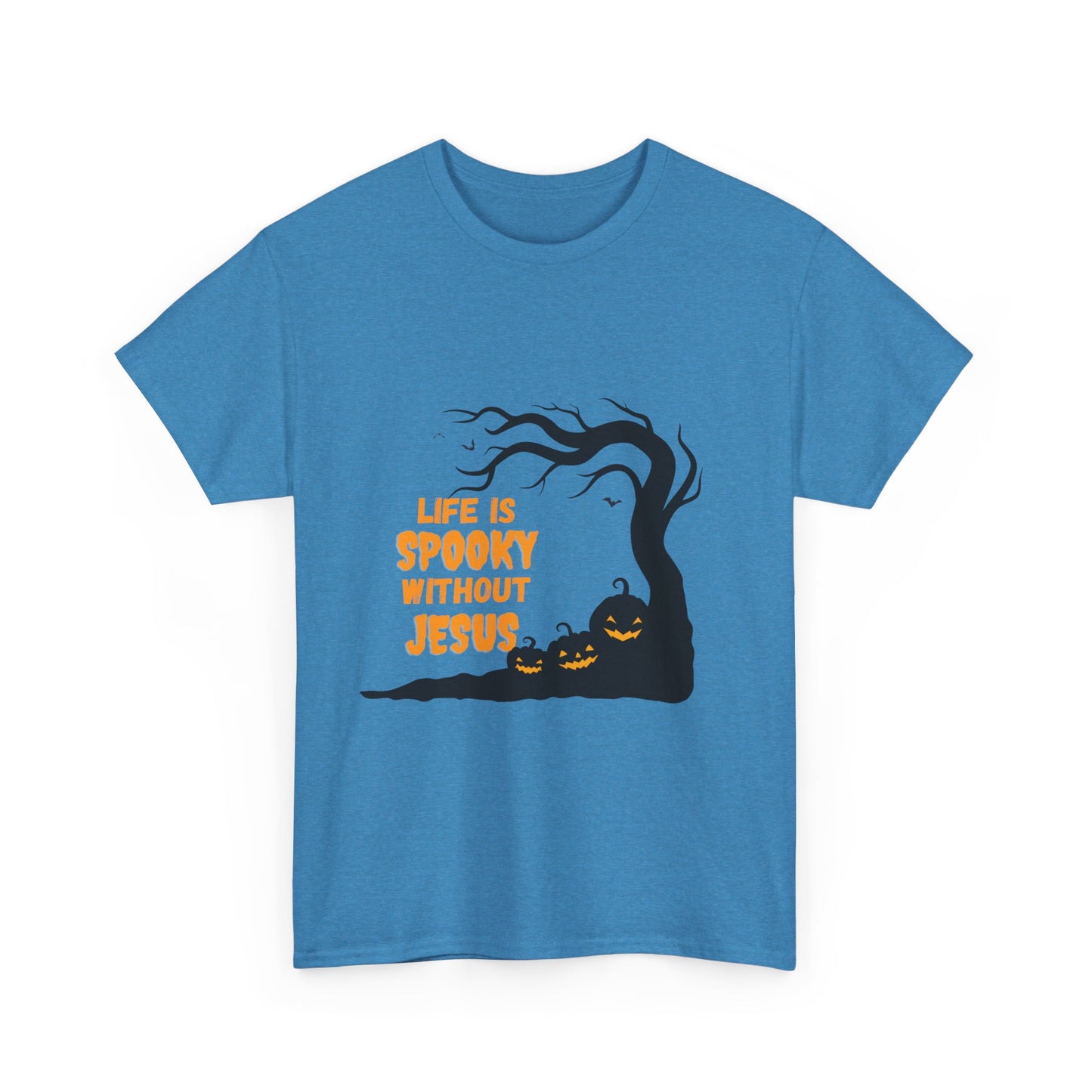 Life Is Spooky Without Jesus - Gildan Unisex Heavy Cotton Graphic Tee - Halloween Collection