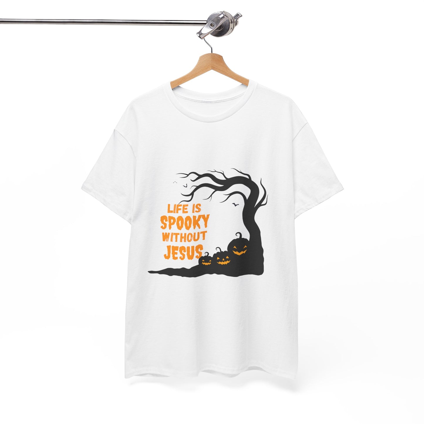 Life Is Spooky Without Jesus - Gildan Unisex Heavy Cotton Graphic Tee - Halloween Collection