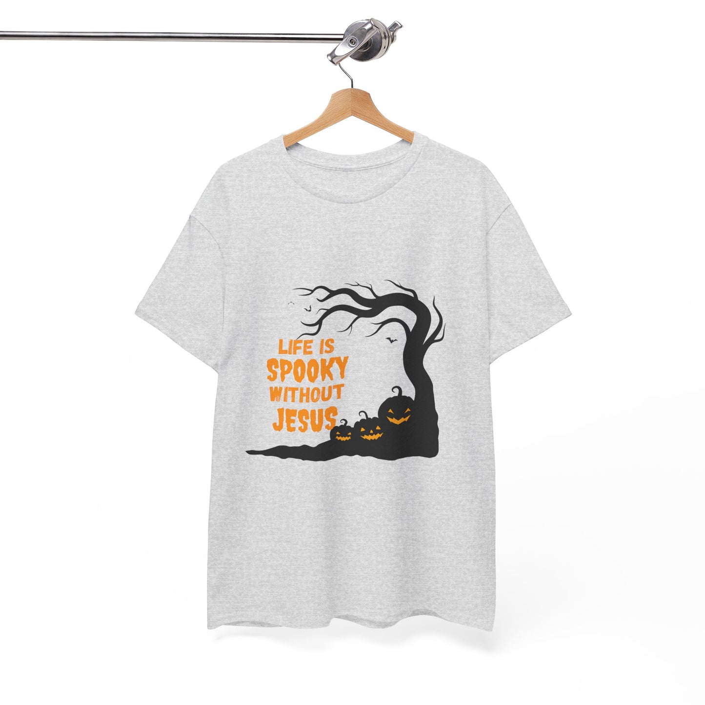 Life Is Spooky Without Jesus - Gildan Unisex Heavy Cotton Graphic Tee - Halloween Collection