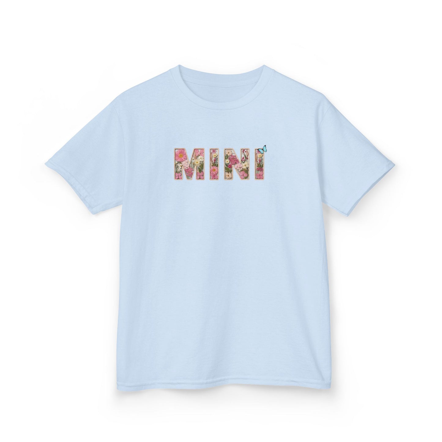 Spring Floral "MINI" Youth Tee (Gildan) - Size: YXS-YXL - Matching Kids Shirt, Mommy and Me Outfit, Cute Floral Lettering Kids Top