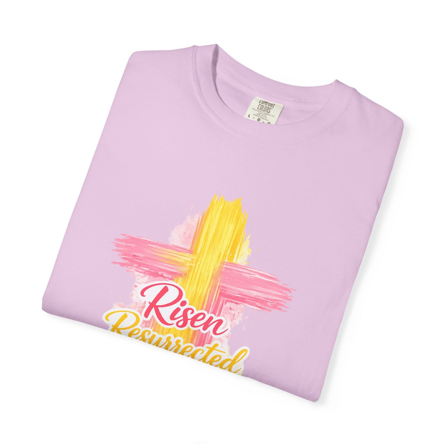Easter Cross “Risen Resurrected Revived” Graphic Tee (Comfort Colors) - Size: S-4XL