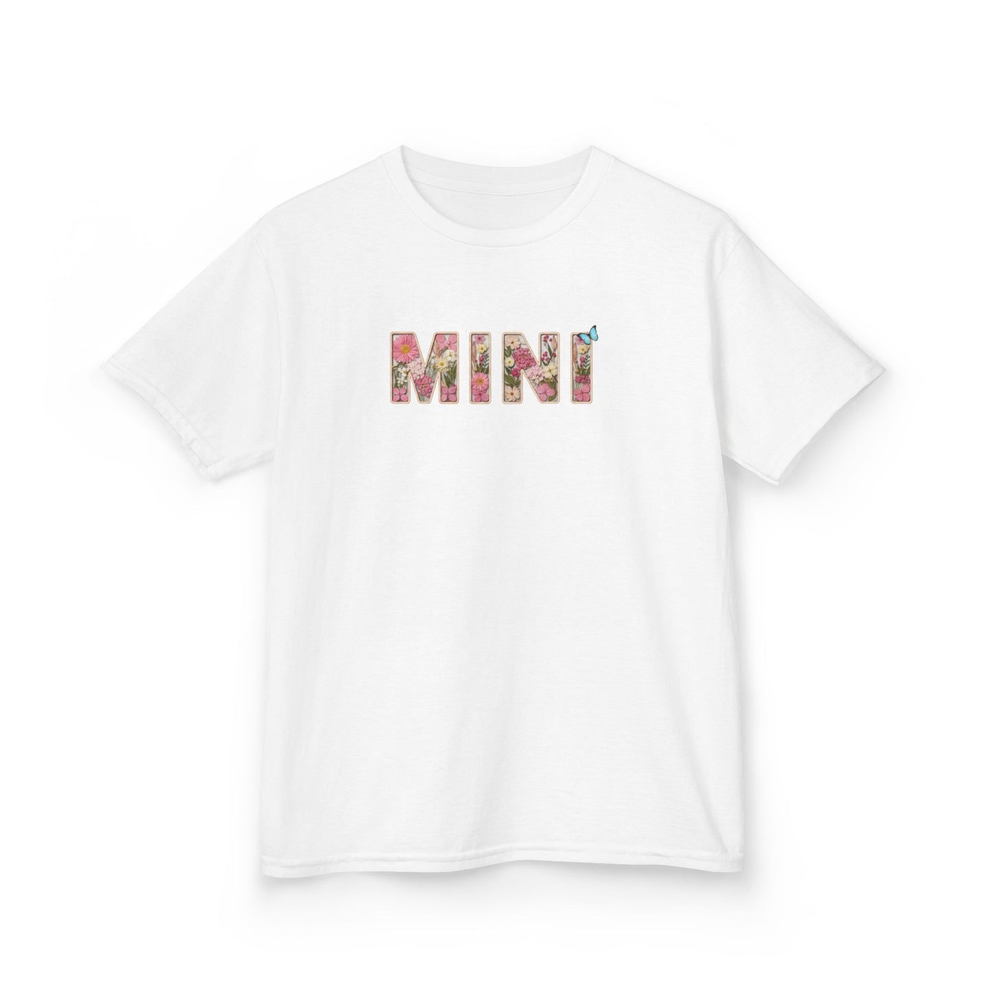 Spring Floral "MINI" Youth Tee (Gildan) - Size: YXS-YXL - Matching Kids Shirt, Mommy and Me Outfit, Cute Floral Lettering Kids Top