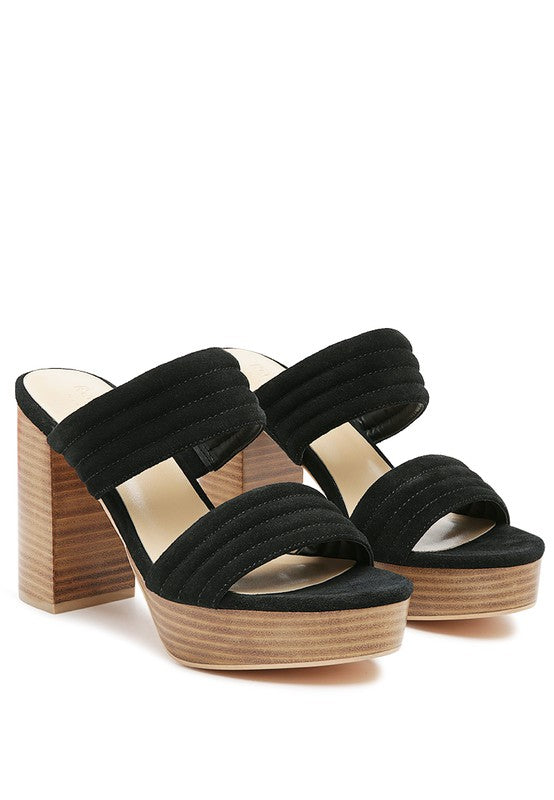 Rag & Co - Mille Feux Suede Slip-on Block Heeled Sandal