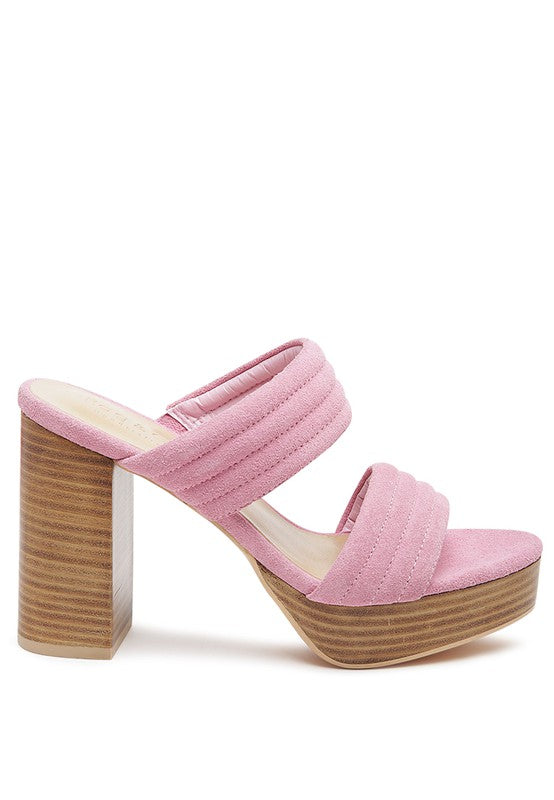 Rag & Co - Mille Feux Suede Slip-on Block Heeled Sandal