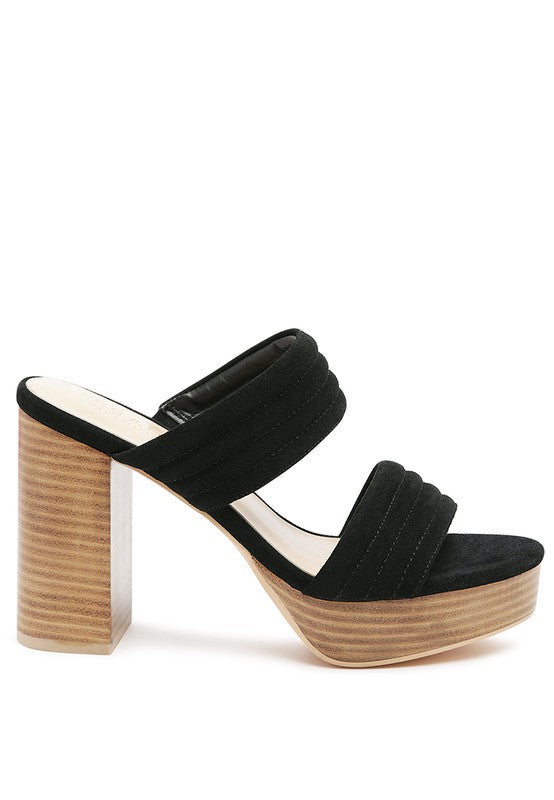 Rag & Co - Mille Feux Suede Slip-on Block Heeled Sandal