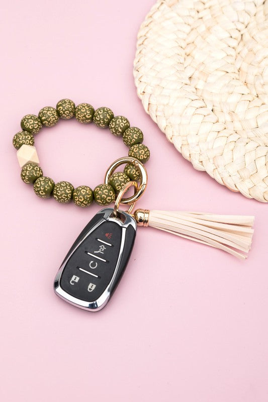 Leopard Beaded Key Ring