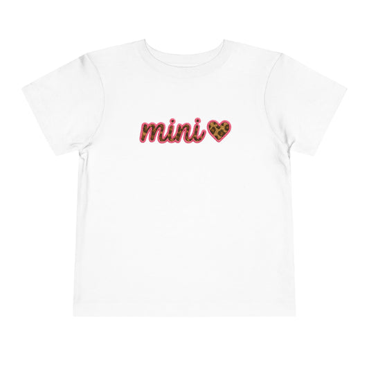 Mama & Mini - "Mini" Toddler Tee - Faux Embroidery Pink Leopard DTG T-shirt - Size: 2T-5T