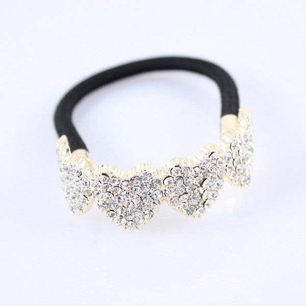 Bella Chic- Rhinestone Heart Hair Tie