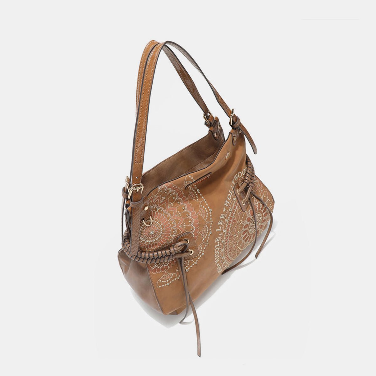 Nicole Lee USA - Side Braided Tassel Inlaid Rhinestone Embroidery Hobo Bag