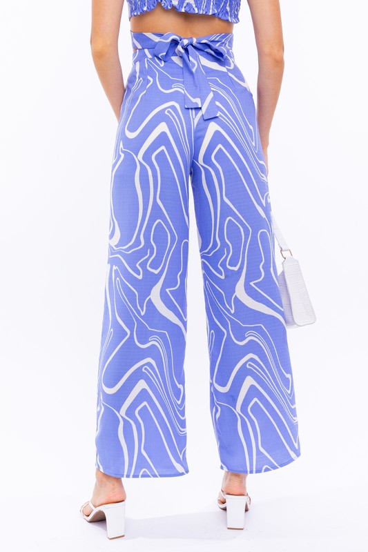 Le Lis - Blue Swirl Abstract Long Pants