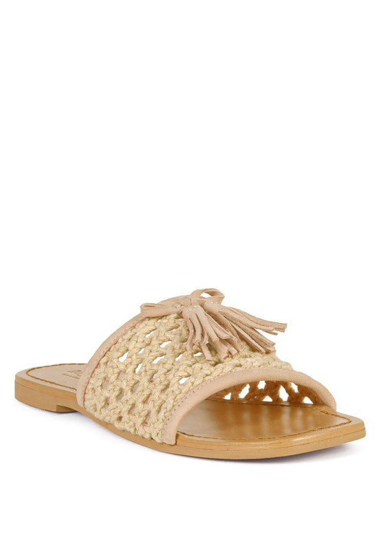 Rag & Co - Cedar Handwoven Natural Tassel Flats