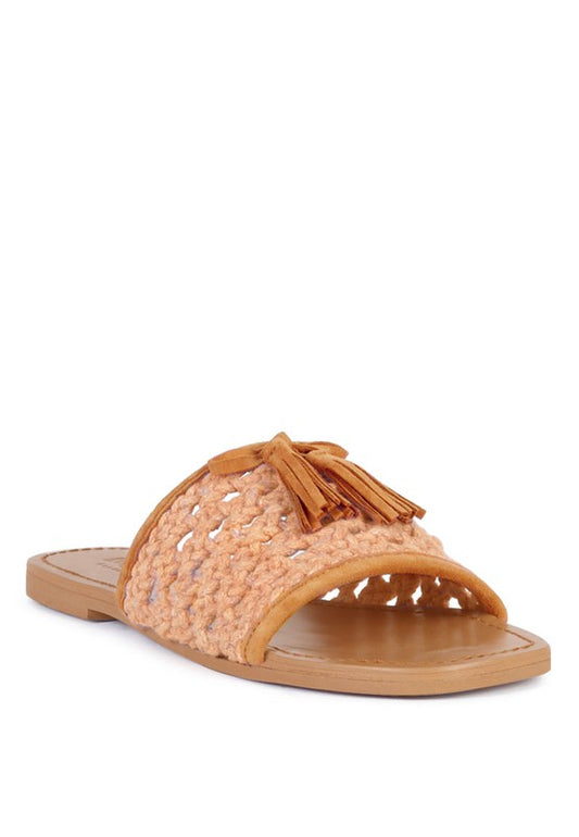 Rag & Co - Cedar Handwoven Natural Tassel Flats