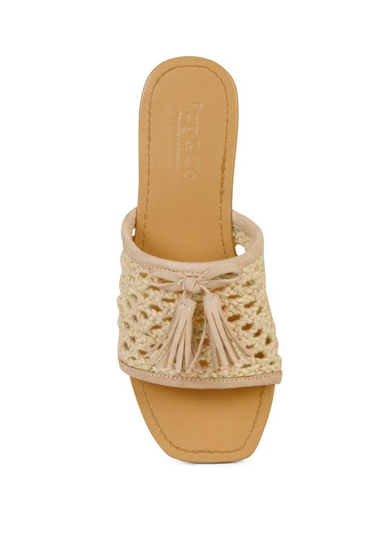 Rag & Co - Cedar Handwoven Natural Tassel Flats