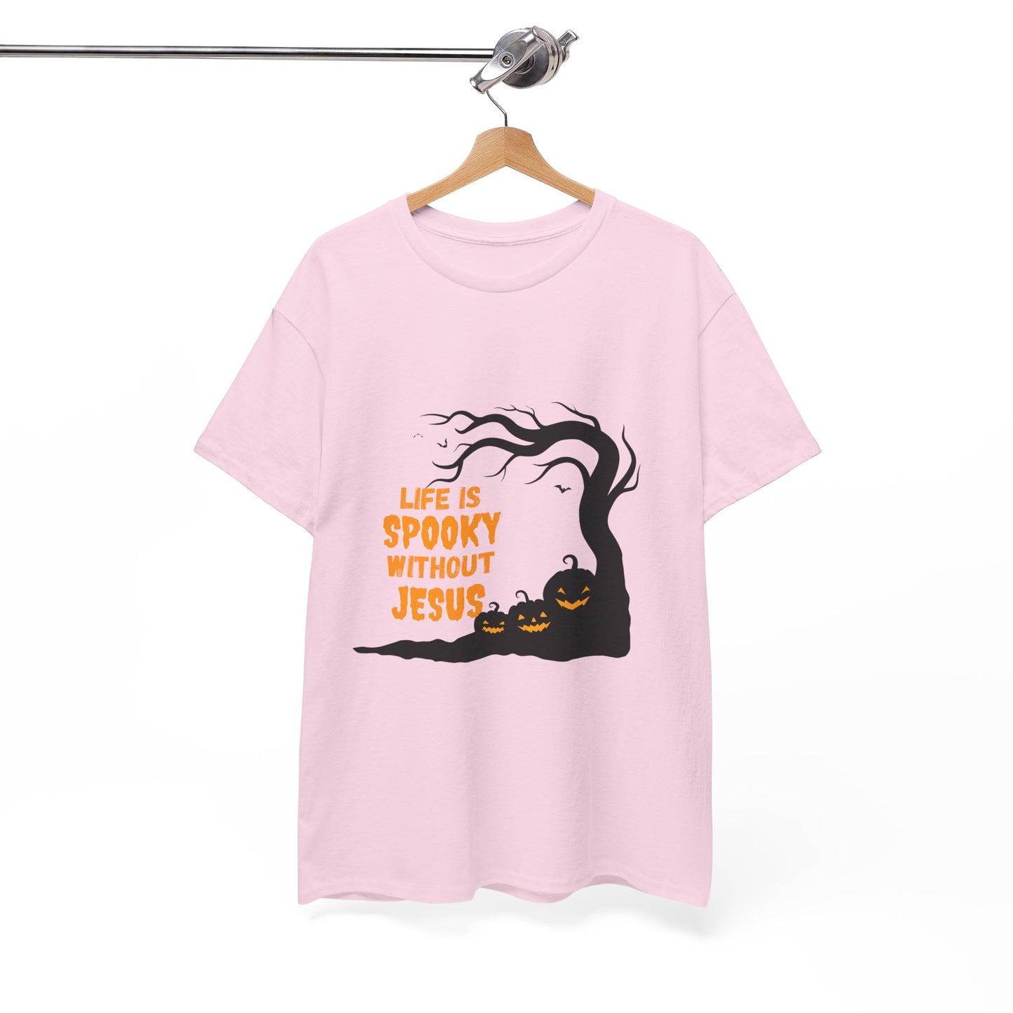 Life Is Spooky Without Jesus - Gildan Unisex Heavy Cotton Graphic Tee - Halloween Collection