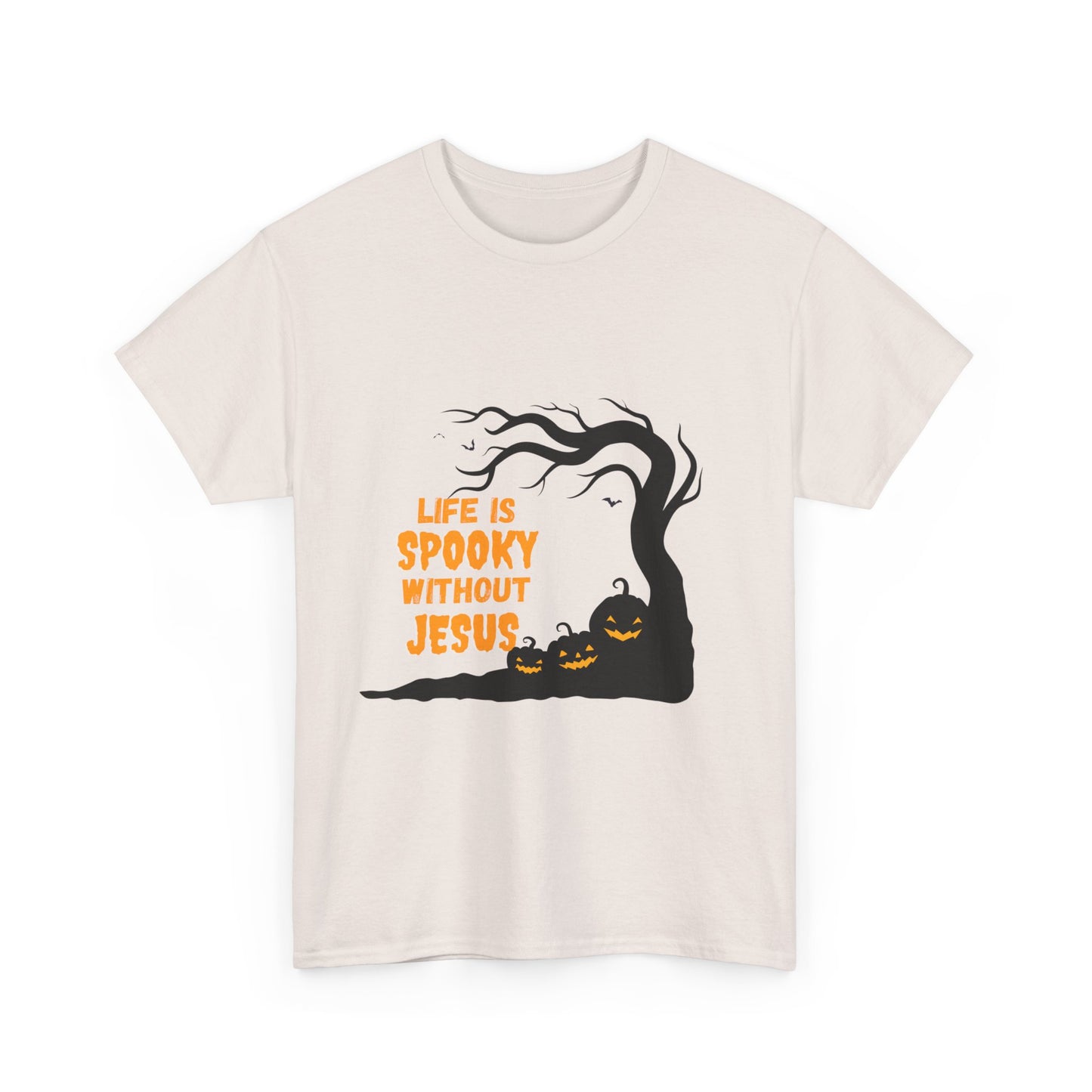 Life Is Spooky Without Jesus - Gildan Unisex Heavy Cotton Graphic Tee - Halloween Collection