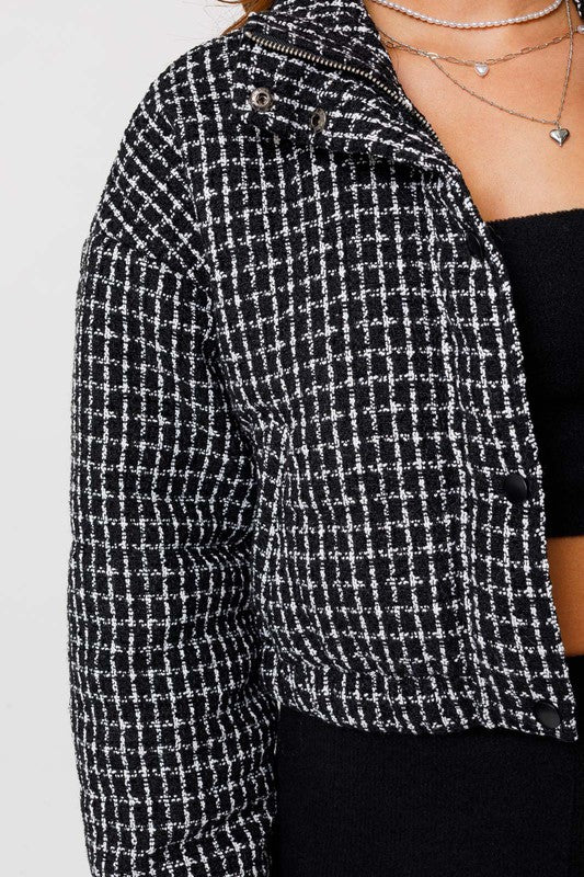 Le Lis - Tweed Crop Puffer Jacket