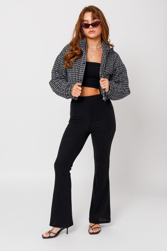 Le Lis - Tweed Crop Puffer Jacket