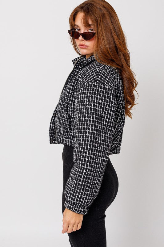 Le Lis - Tweed Crop Puffer Jacket