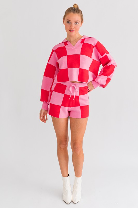 Le Lis - Checkered Sweater Shorts