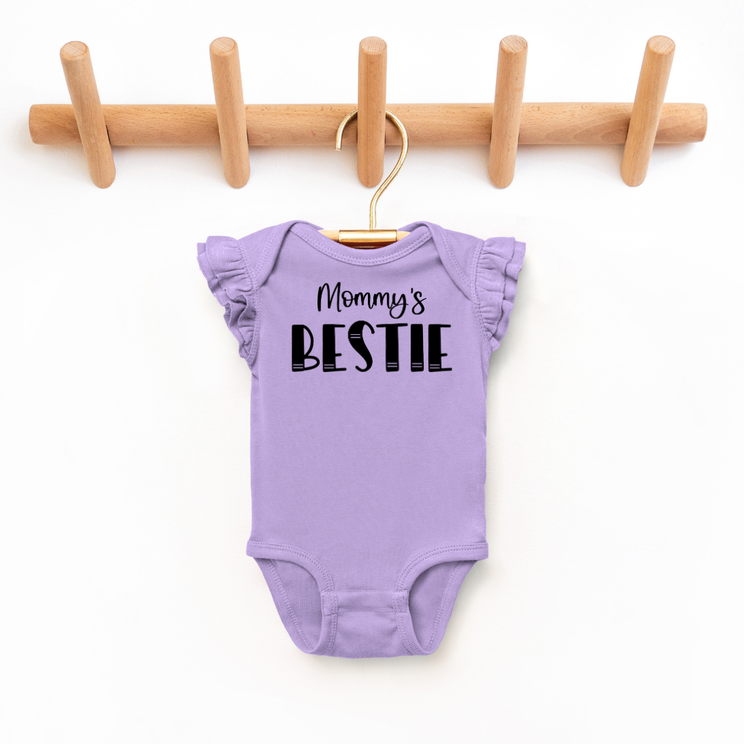 "Mommy's Bestie" - Toddler And Infant Flutter Sleeve Tee/Bodysuit