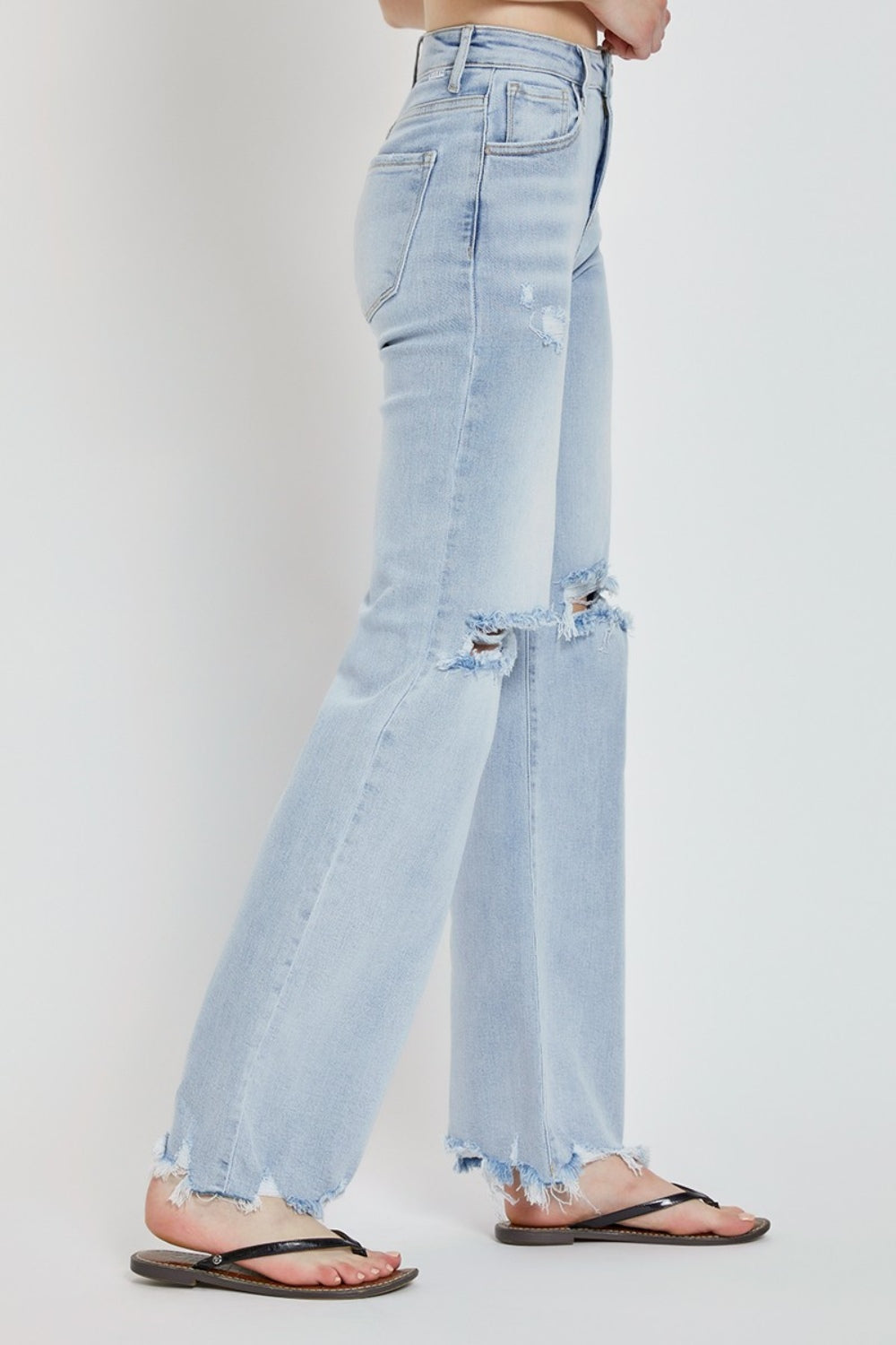 RISEN - High Rise Distressed Wide Leg Jeans - Size: 0-3XL