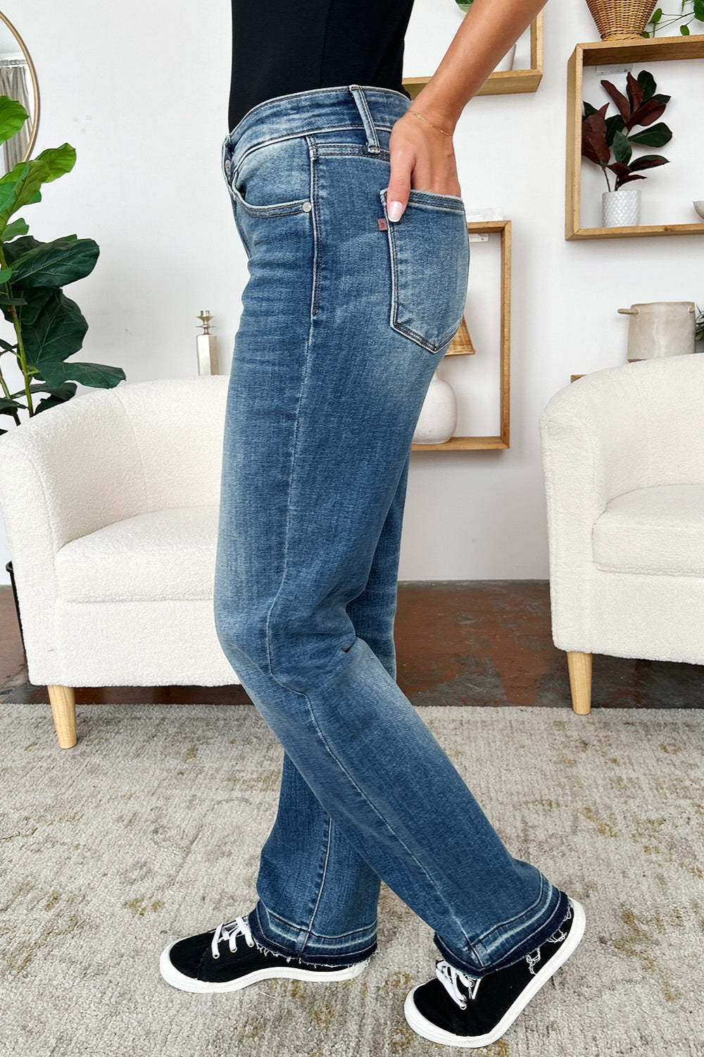 Judy Blue - Mid Rise Release Hem Jeans - Size: 0-24W