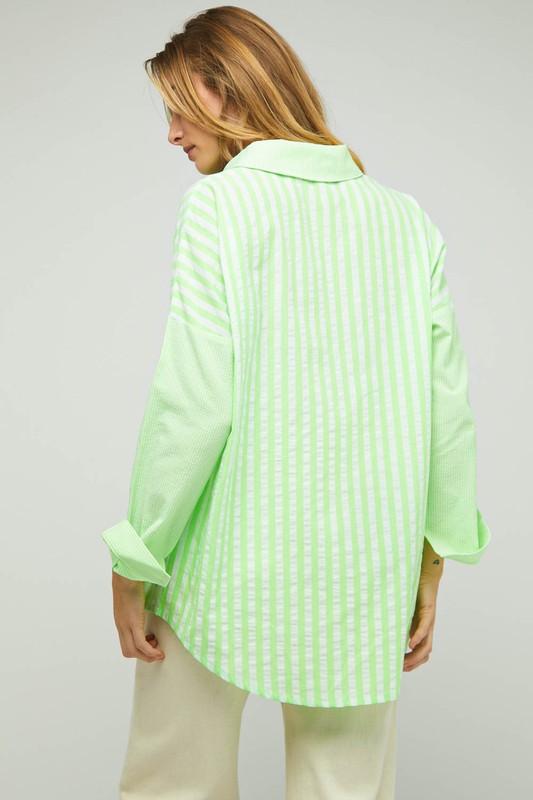 Davi & Dani - Stripe Button Down Long Sleeve Shirt