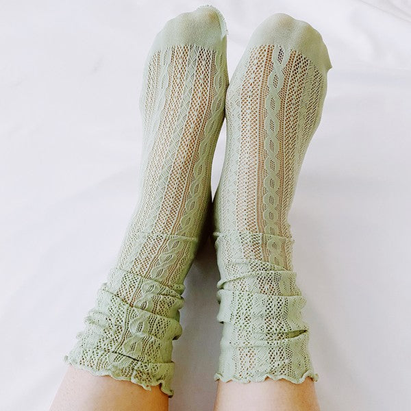 Slouch Crochet Lace Socks - Set Of 2 Pair