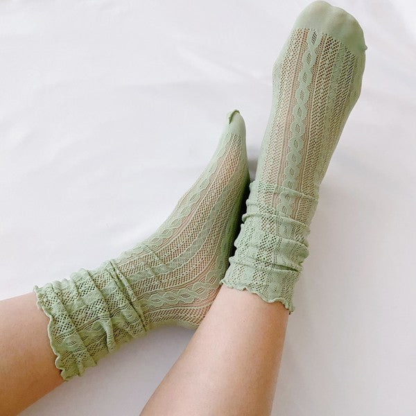 Slouch Crochet Lace Socks - Set Of 2 Pair