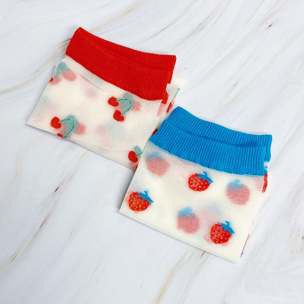 Sweet And Fruity Sheer Socks - Set Of 2 Pairs