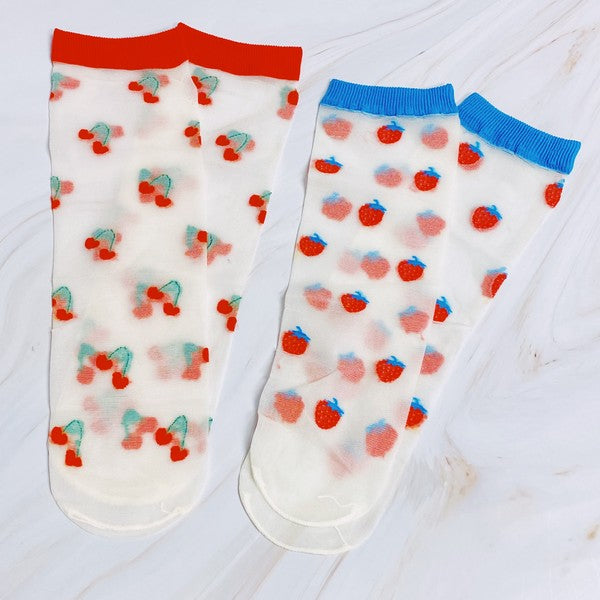 Sweet And Fruity Sheer Socks - Set Of 2 Pairs