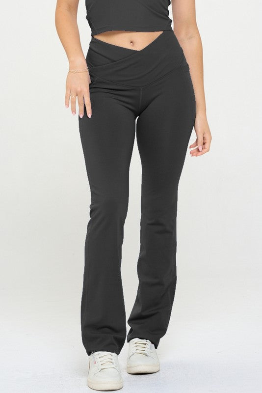 OTOS Active - Women Crossover Flare Legging High Waisted Pockets