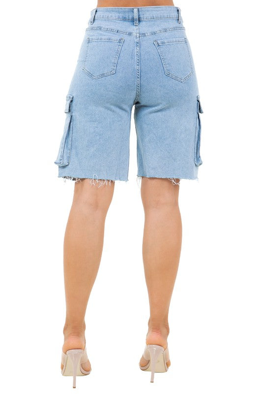 By Claude - Women's Fashion Denim Cargo Shorts