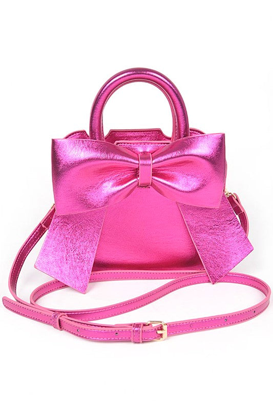 Metallic Bow Top Handle Swing Bag