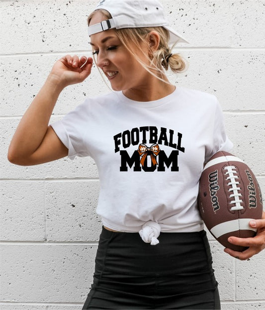 Football Mom Bow - Graphic Boutique Tee - Size: S-XL