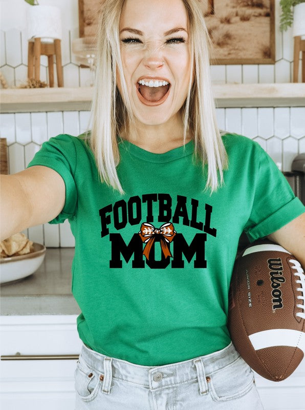 Football Mom Bow - Graphic Boutique Tee - Size: S-XL